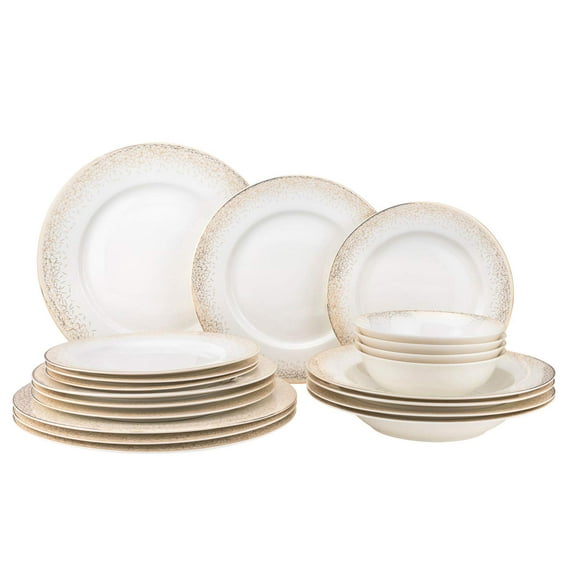 20-pc. Dinner Set Service for 4, 24K Gold-plated Luxury Bone China Tableware ("Infinity Gold")