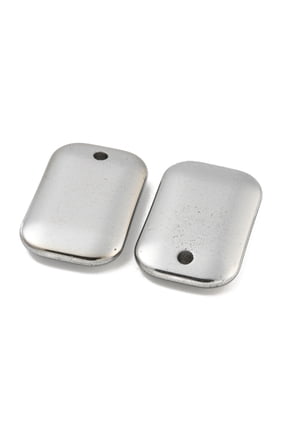 20 pc Electroplated Non-Magnetic Hematite Pendants Rectangle Charms Platinum Plated 34x21.5x5mm Hole: 2.8mm