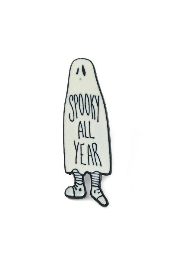 20 pc Enamel Pins Black Alloy Brooch for Backpack Clothes "Spooky All Year" Ghost 41x13x1mm
