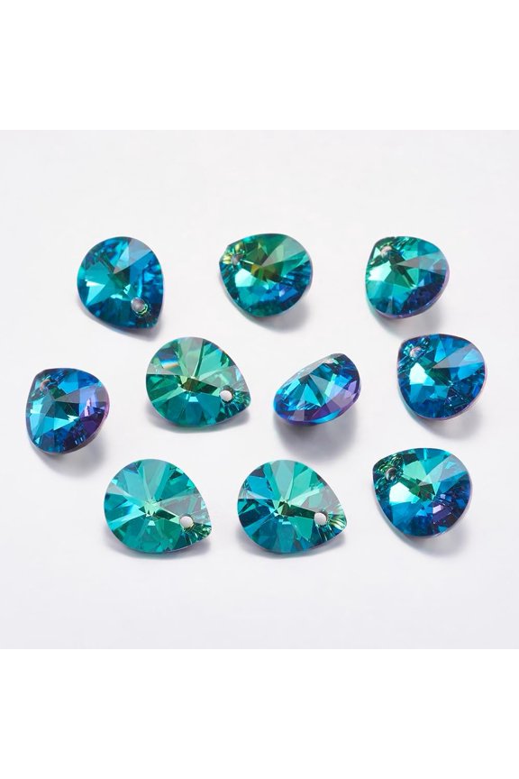 20 pc Faceted K9 Glass Rhinestone Charms Imitation Austrian Drop Bermuda Blue 8x6x4mm Hole: 1mm