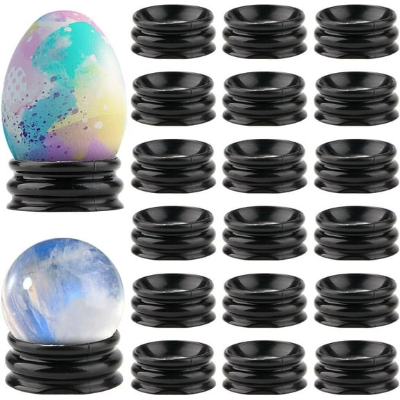 20 pc Flat Round Plastic Display Base Stand Holder for Crystal Ball Crystal Sphere Stand Black 27.5x11.5mm