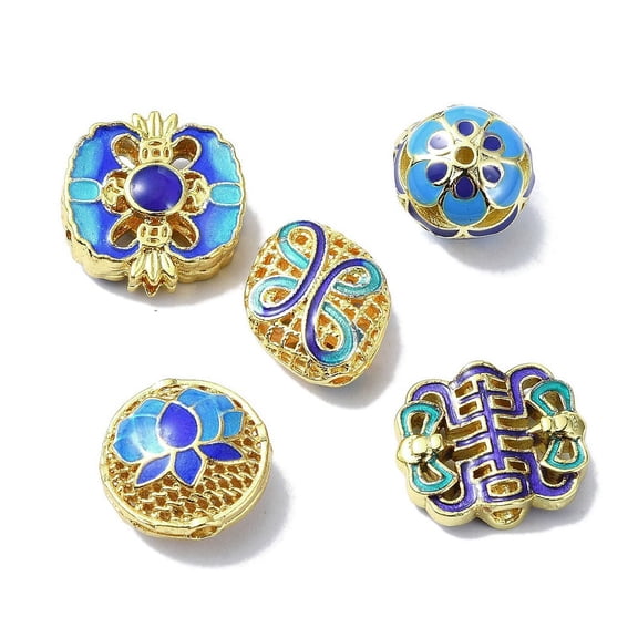 20 pc Handmade Cloisonne Beads with Enamel Mixed color 10.5~16x11.5~15.5x4~13.5mm Hole: 1.4~2mm