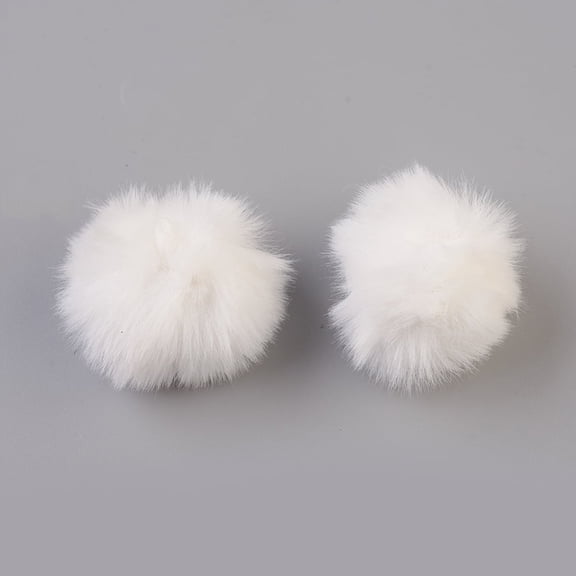 20 pc Handmade Faux Rabbit Fur Pom Pom Ball Covered Pendants Fuzzy Bunny Hair Balls with Elastic Fiber White 50~60mm Hole: 4x5mm