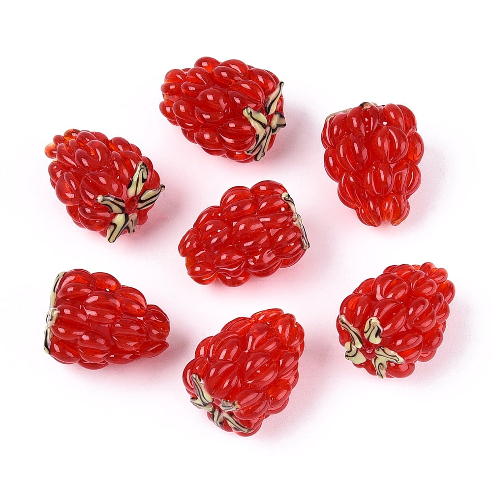 20 pc Handmade Lampwork Beads Raspberry Crimson 18~20x14~17mm