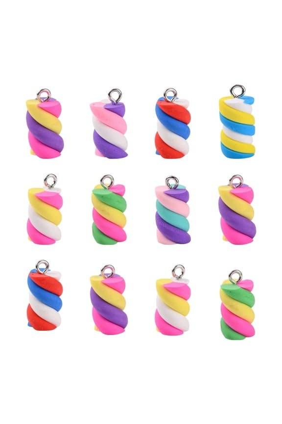 20 pc Handmade Polymer Clay Charms with Platinum Tone Iron Findings Marshmallow Mixed Color 17~19x9~10x9~10mm Hole: 2mmDIY