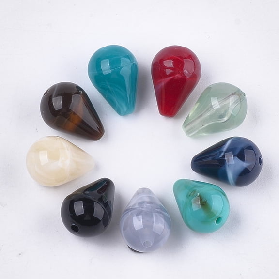 20 pc Imitation Gemstone Acrylic Beads for Name Bracelets Jewelry Making teardrop Mixed Color 16x11mm Hole: 1.8mm