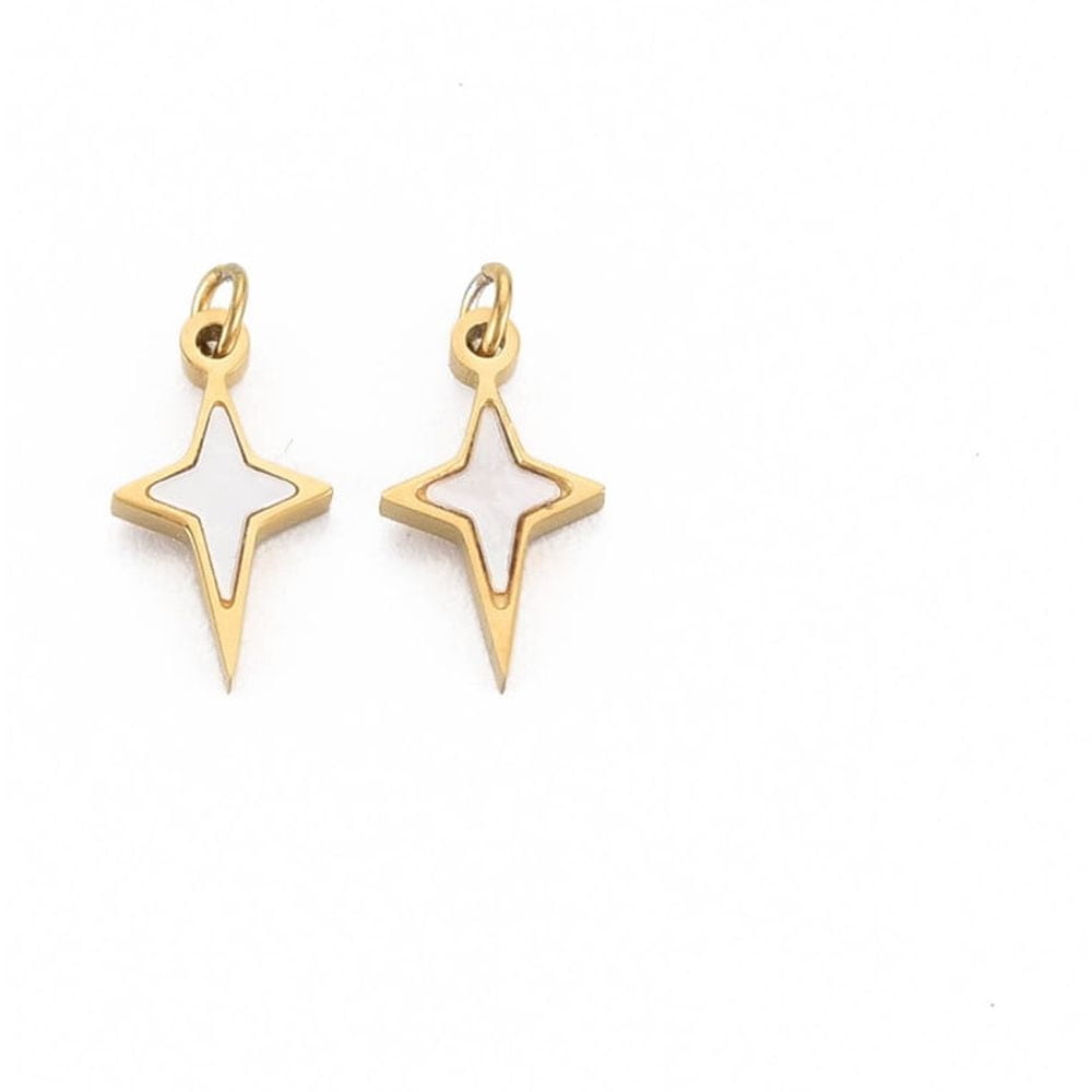 20 pc Ion Plating(IP) 304 Stainless Steel Charms with Jump Rings and Shell Star Golden 11x6.5x1.5mm Jump Ring: 3x0.5mm 2mm inner diameter DIY