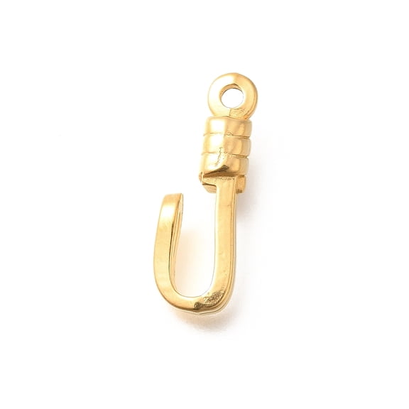 20 pc Ion Plating(IP) 304 Stainless Steel Hook Clasps Real 18K golden Plated 21x7x5.8mm Hole: 2mm