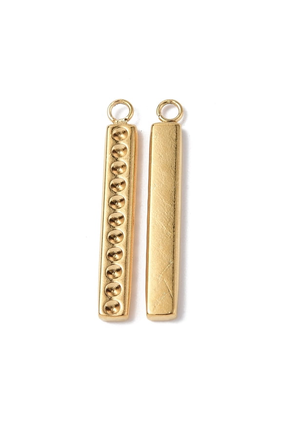 20 pc Ion Plating(IP) 304 Stainless Steel Pendant Cabochon Settings Real 18K Gold Plated Fit: 1.2mm Rhinestone 25x3.5x1.8mm Hole: 1.8mm