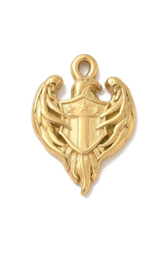 20 pc Ion Plating(IP) 304 Stainless Steel Pendants Eagle Charms Real 18K golden Plated 26.5x18.5x2.5mm Hole: 1x2.5mm