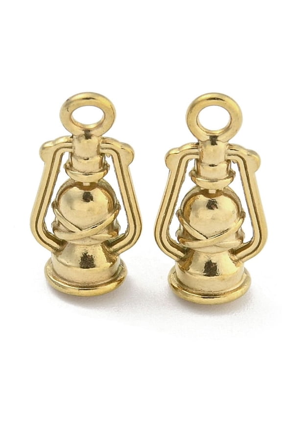 20 pc Ion Plating(IP) 304 Stainless Steel Pendants Oil Lamp Charm Real 18K golden Plated 16.5x8x6mm Hole: 2mm