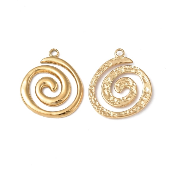 20 pc Ion Plating(IP) 304 Stainless Steel Pendants Vortex Charm Real 18K golden Plated 23x19.5x2mm Hole: 1.8mm