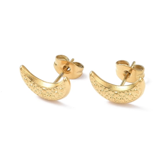20 pc Ion Plating(IP) 304 Stainless Steel Stud Earring for Women Moon Real 18K golden Plated 12.8x8mm Pin: 0.8mm