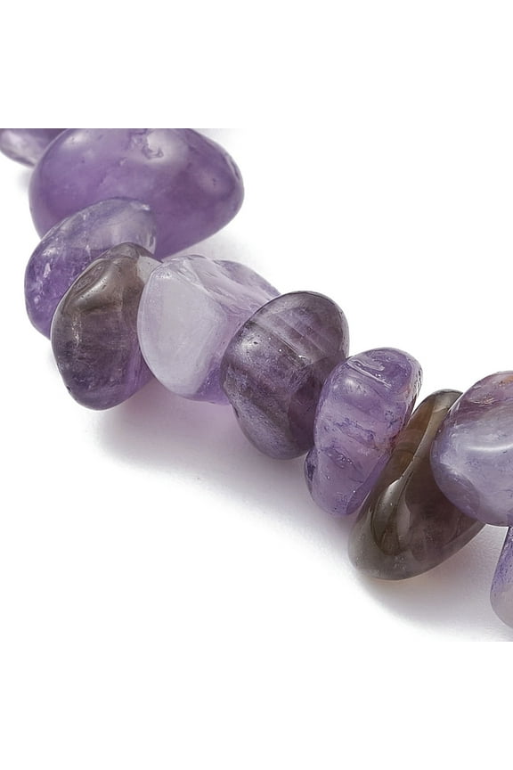 20 pc Natural Amethyst Chips Beaded Bracelet with 304 Stainless Steel Clasps 7-1/4 inch(18.5cm)