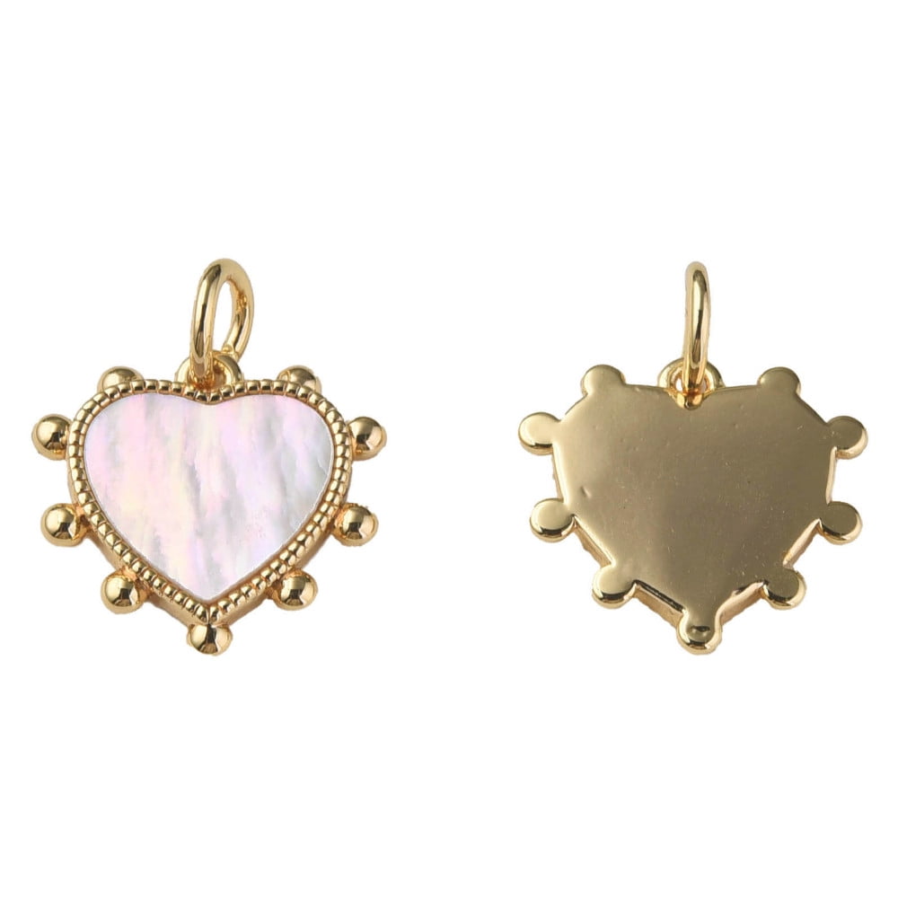 20 pc Natural Shell Charms with Brass Findings Nickel Free Heart Real 18K Gold Plated 12.5x13x2mm Jump Ring: 5x1mm 3mm inner diameterDIY