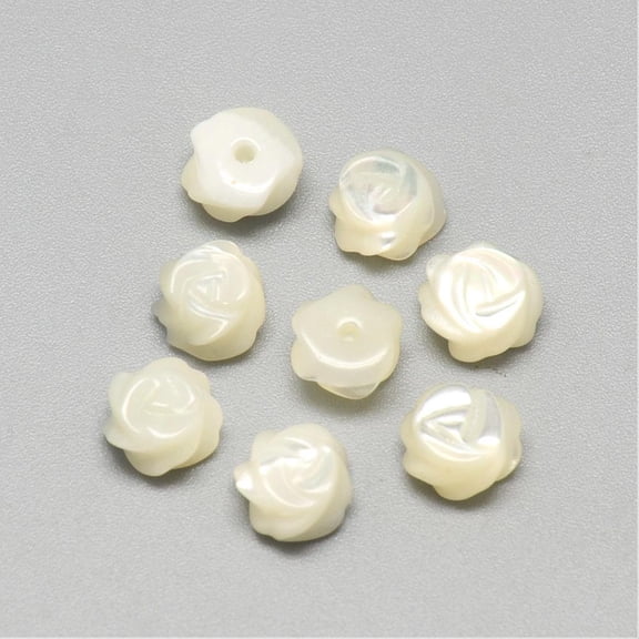 20 pc Natural White Shell Mother of Pearl Shell Cabochons Flower Seashell Color 7x4mm