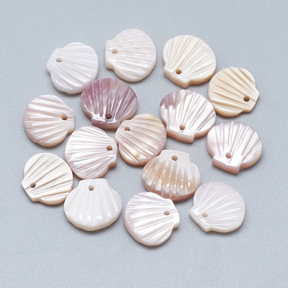 20 pc Natural White Shell Mother of Pearl Shell Charms Shell 9.5~10.5x10~11x2~3mm Hole: 1mm White Shell