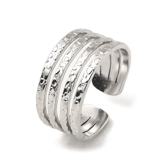 20 pc Non-Tarnish 304 Stainless Steel Open Cuff Rings Multi Lines Stainless Steel color Inner Diameter: 17mm