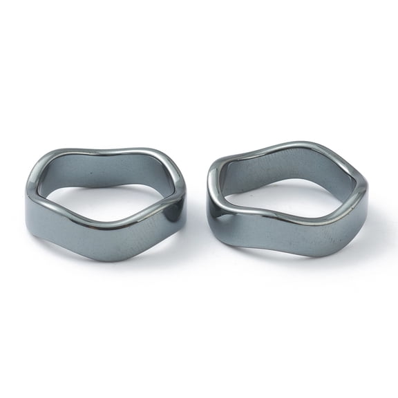 20 pc Non-magnetic Hematite Finger Rings Wave US Size 8 1/2(18.5mm)