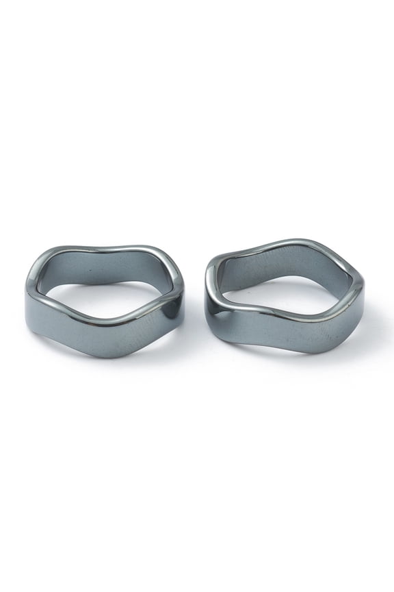 20 pc Non-magnetic Hematite Finger Rings Wave US Size 8 1/2(18.5mm)