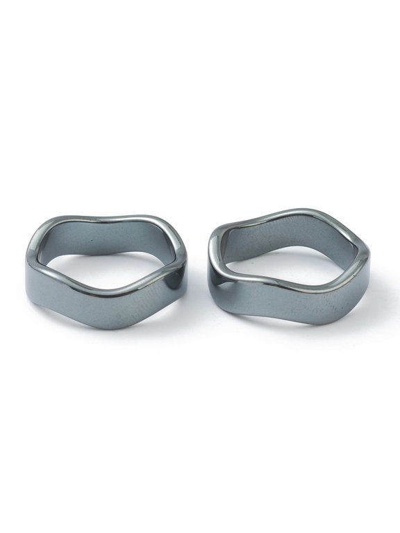 20 pc Non-magnetic Hematite Finger Rings Wave US Size 8 1/2(18.5mm)