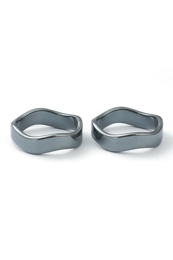 20 pc Non-magnetic Synthetic Hematite Finger Rings Wave US Size 11 Inner Diameter: 21mm