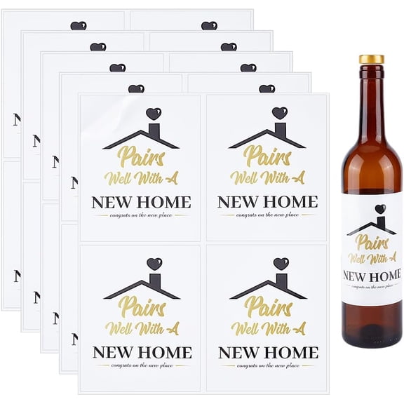 20 pc Paper Stickers Self-adhesive Decals for Wine Bottles Rectangle Word 127x102mm