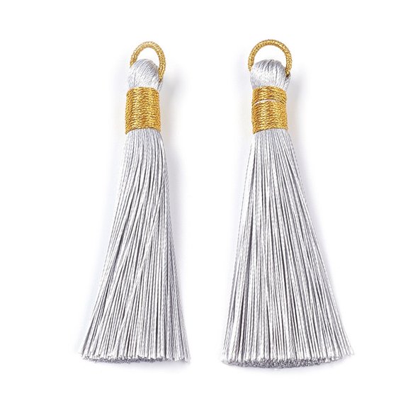 20 pc Polyester Tassel Big Pendant Decorations Gainsboro 83mm Hole: 8x6.5mm