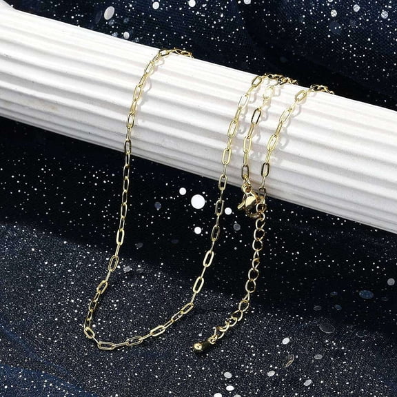 20 pc Rack Plating Brass Cable Chain Necklaces Lead Free Cadmium Free Long-Lasting Plated Real 18K Gold Plated 18.50 inch(47cm)