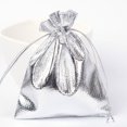 thumbnail image 1 of 20 pc Rectangle Organza Bags Drawstring Pouches Bags Party Wedding Cookies Candy Jewelry Bags Silver 12x10cm, 1 of 2