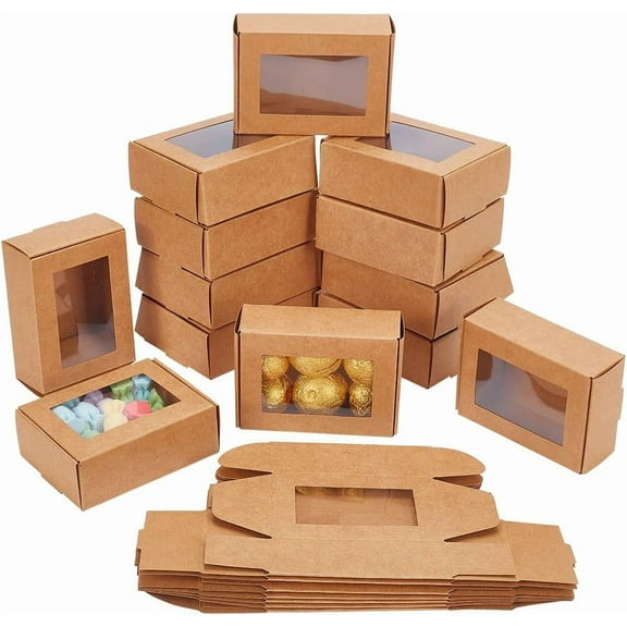 20 pc Rectangle Paper Folding Gift Boxes with PVC Clear Window for Jewelry Handmade Soap Package Peru Finished Product: 8.5x6.2x2.9cm