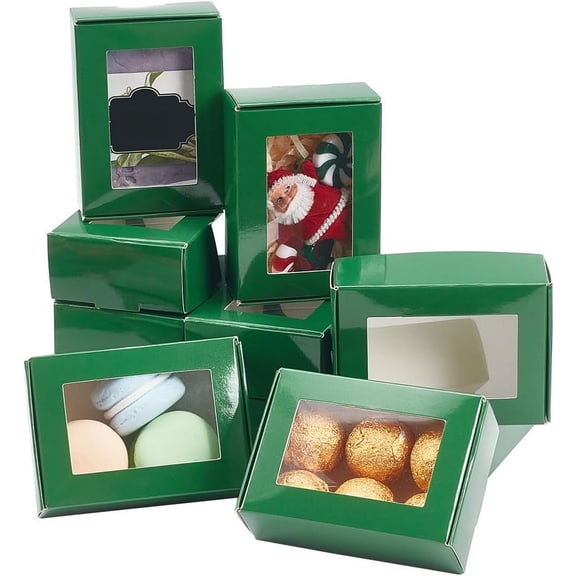 20 pc Rectangle Paper Folding Shipping Box with Window Mailer Boxes Green 21x20.8x0.04cm