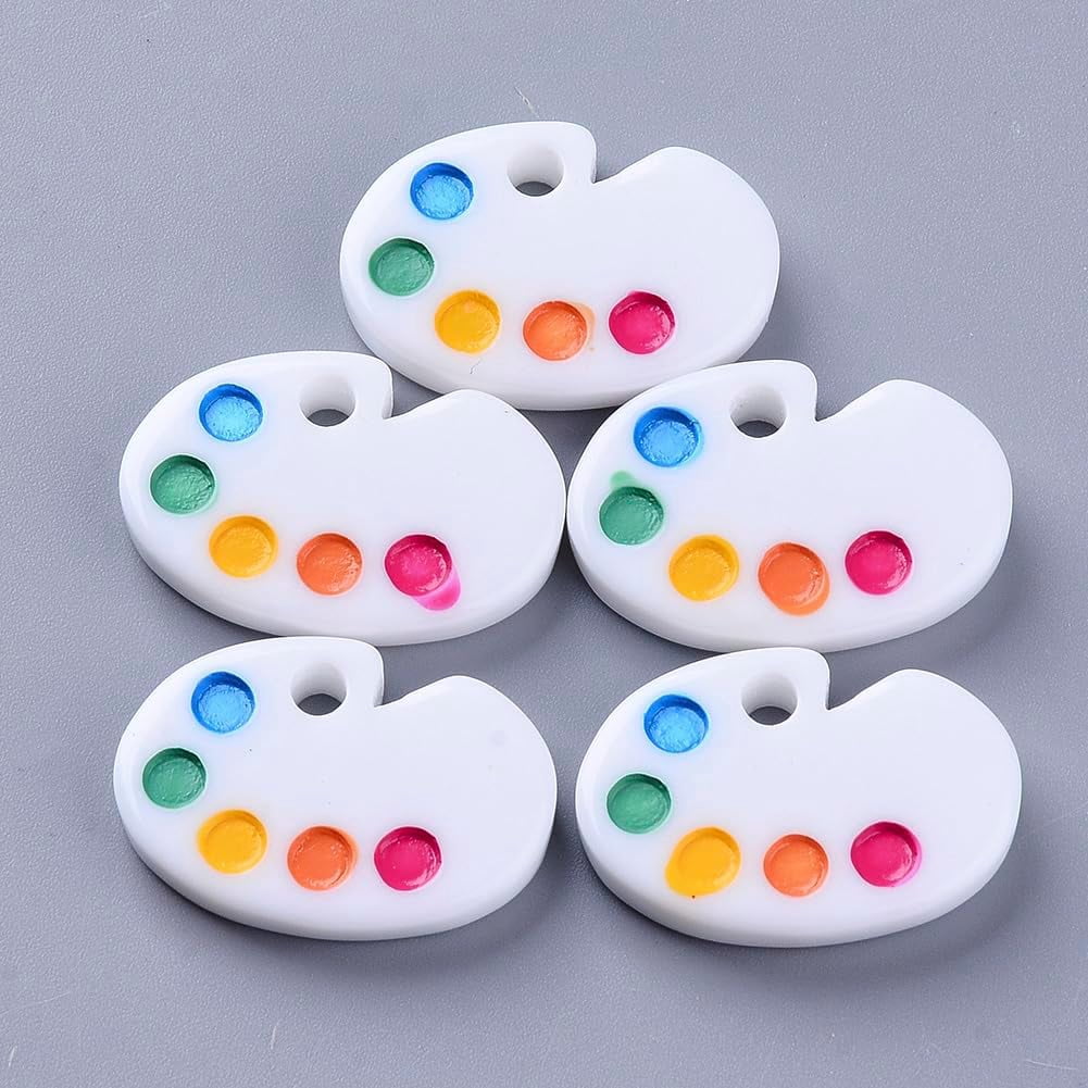 20 pc Resin Pendants Drawing Board Shape Colorful 24~25x17x4.5mm Hole ...