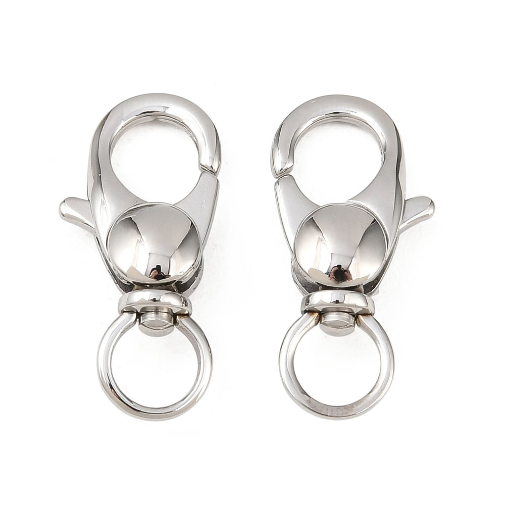 20 pc Resistant 304 Stainless Steel Swivel Lobster Claw Clasps Swivel Snap Hooks Stainless Steel Color 25x11x6mm Hole: 6mm DIY