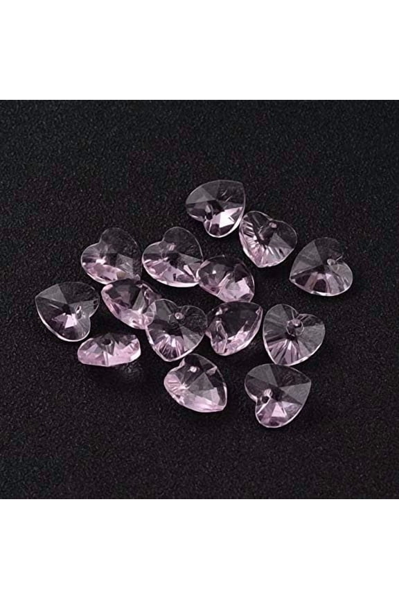 20 pc Romantic Valentines Ideas Glass Charms Faceted Heart Charm Pearl Pink 10x10x5mm Hole: 1mm