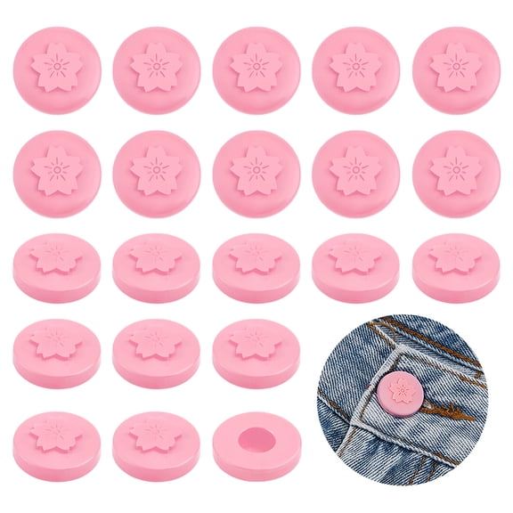 20 pc Silicone Button Covers for Jeans Round with Sakura Pearl Pink 19x6mm Inner Diameter: 8mm