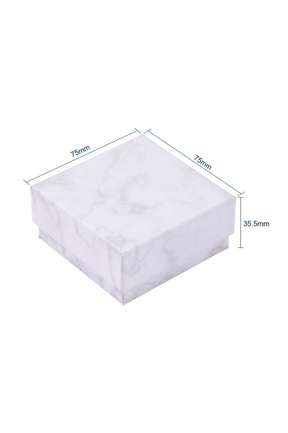 20 pc Square Kraft Cardboard Jewelry boxes Marble Pattern Necklace Pendant boxes for Jewelry White 7.5x7.5x3.55cm