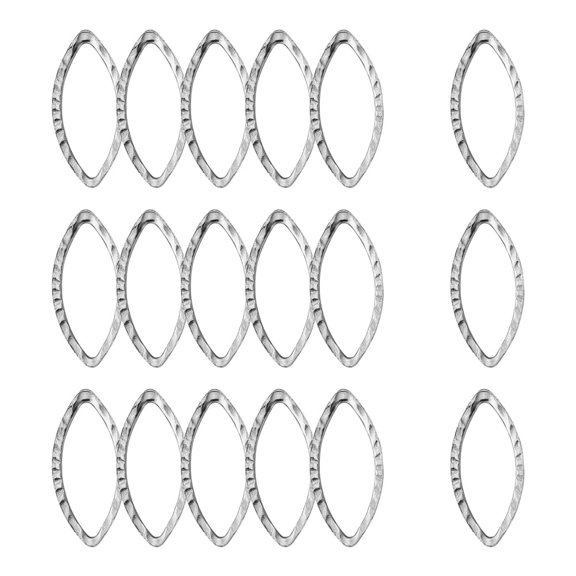 20 pc Tarnish Resistant 304 Stainless Steel Linking Rings Marquise Links Horse Eye Stainless Steel Color 18x8x0.8mm Inner Diameter: 6x15mm