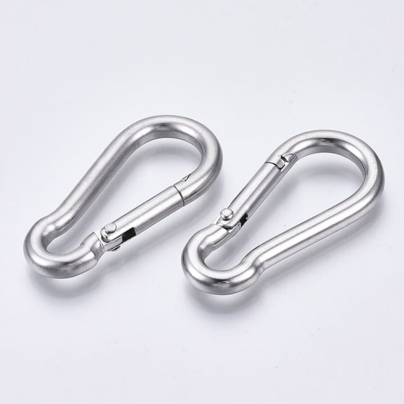 20 pc Tarnish Resistant 304 Stainless Steel Rock Climbing Carabiners Key Clasps Quick Links Stainless Steel color 41x20x4mm