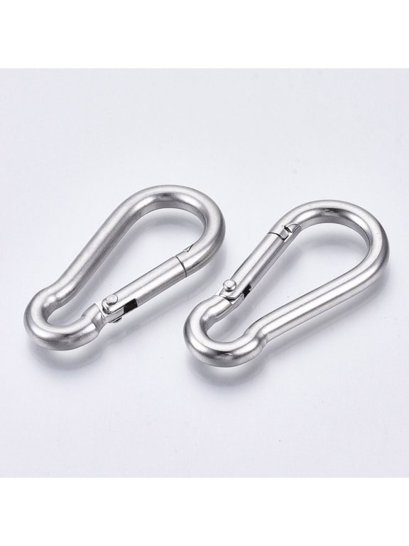 20 pc Tarnish Resistant 304 Stainless Steel Rock Climbing Carabiners Key Clasps Quick Links Stainless Steel color 41x20x4mm