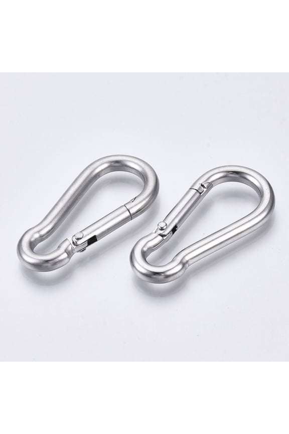 20 pc Tarnish Resistant 304 Stainless Steel Rock Climbing Carabiners Key Clasps Quick Links Stainless Steel color 41x20x4mm