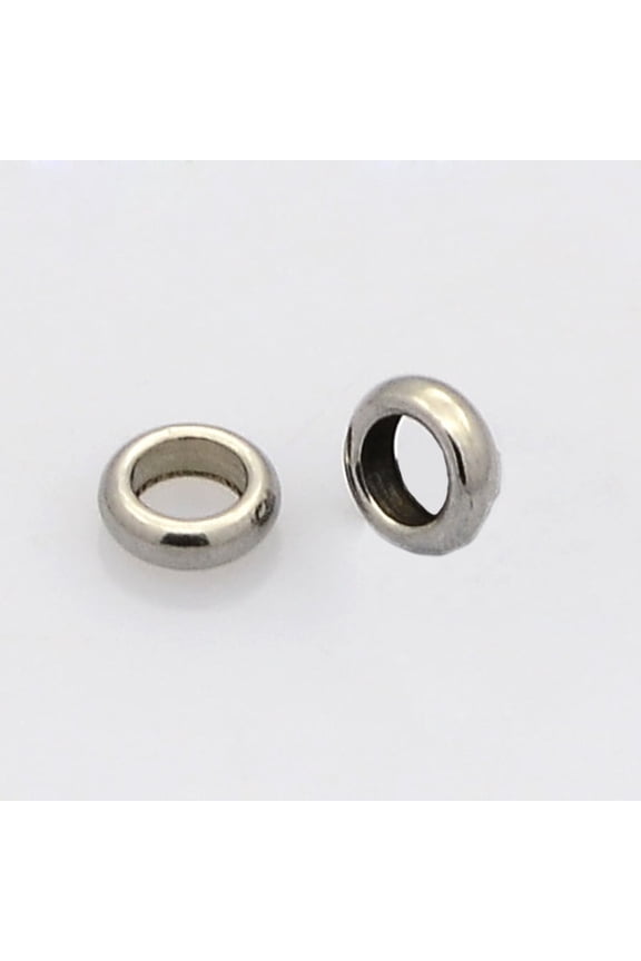 20 pc Tarnish Resistant Ring 304 Stainless Steel Spacer Beads Metal Findings for Jewelry Making Supplies Stainless Steel color 5x2mm Hole: 3mm