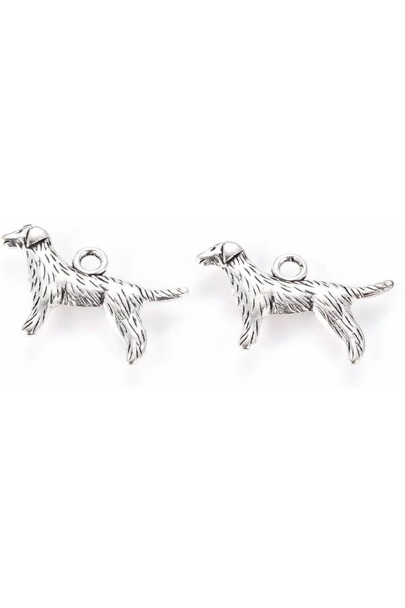 20 pc Tibetan style Alloy Puppy Pendants Labrador Retriever Dog Antique Silver Lead Free & Cadmium Free 23x14.5x3mm Hole: 2mm