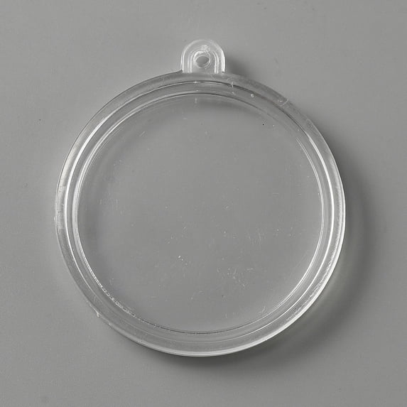 20 pc Transparent Acrylic Big Pendants for Coin Collection Flat Round Clear 52.5x47x6.5mm Hole: 2mm Acrylic