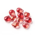 thumbnail image 1 of 20 pc Transparent Glass Beads with Glitter Powder Dyed & Heated Teardrop Red 12x9x6mm Hole: 1mm, 1 of 2