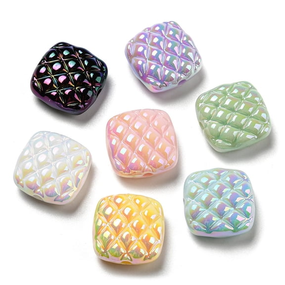 20 pc UV Plating Acrylic Beads Iridescent Square Waffle Beads Mixed color 20.5x20.5x9mm Hole: 3mm