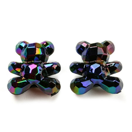20 pc UV Plating Acrylic Faceted Beads AB color Plated Iridescent Bear Black 18.5x17x12mm Hole: 2.2mm
