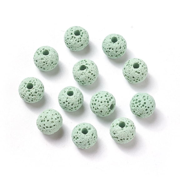 20 pc Unwaxed Natural Lava Rock Beads for Perfume Essential Oil Beads Aromatherapy Beads Dyed Round Light Green 8.5mm Hole: 1.5~2mm Material: Natural Lava Rock