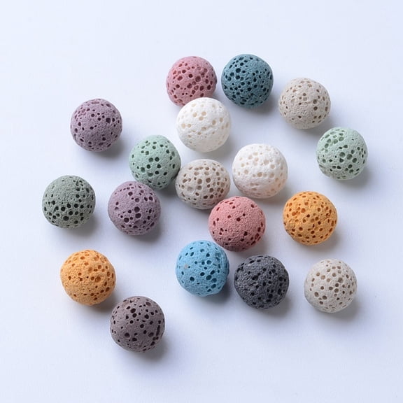 20 pc Unwaxed Natural Lava Rock Beads for Perfume Essential Oil Beads Aromatherapy Beads Dyed Round No Hole/Undrilled Mixed Color 8mmDIY