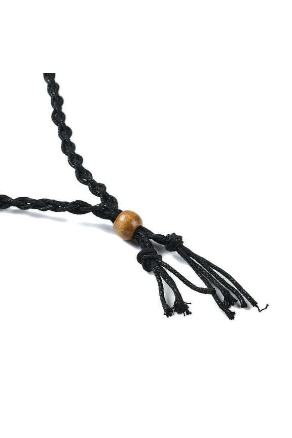 20 pc Waxed Cord Empty Macrame Pouch Slider Necklace Making with Wood Beads Black 34.65x0.28x0.12 inch(88x0.7x0.3cm)